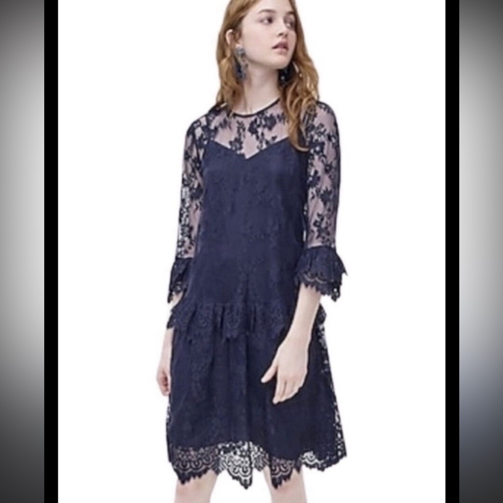 J. Crew Dress - Spector Navy Chantilly Lace w/full slip